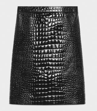 Gucci + Crocodile Print Leather Pencil Skirt