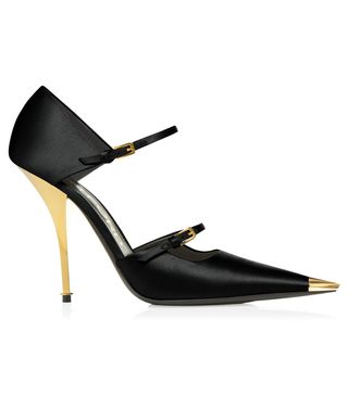 Tom Ford + Two-Strap Mary Jane Pumps With Pointed Metal Toe