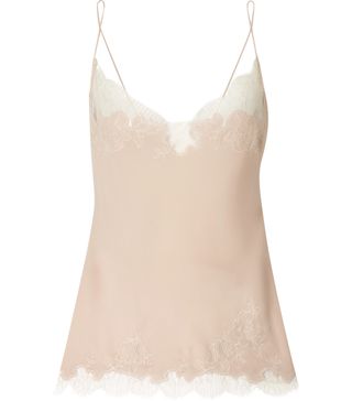 Carine Gilson + Chantilly Lace-Trimmed Silk-Georgette Camisole