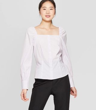 Who What Wear x Target + Square Neck Button-Up Shirt