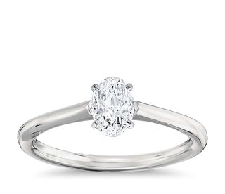 Blue Nile + Oval-Cut Petite Solitaire Engagement Ring