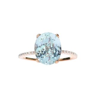 Oh My Christine Jewelry + Oval Aquamarine Ring with Diamond Band