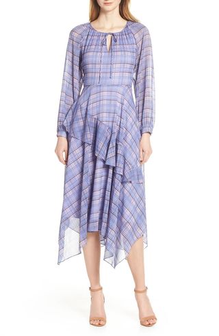 Lenon + Plaid Asymmetrical Midi Dress