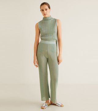 Mango + Striped Ribbed Trousers