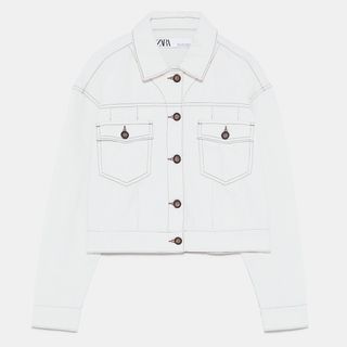Zara + Cropped Contrast Stitch Jacket