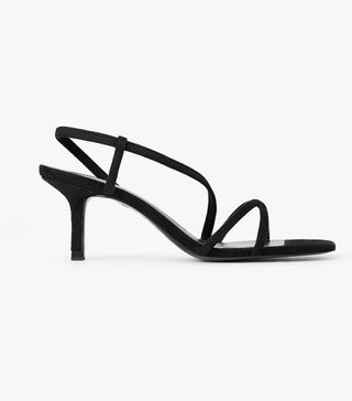 Zara + Mid-Height Heeled Elastic Strap Sandals