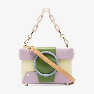 Yuzefi + Lilac, Green and Cream Leather Crossbody Bag