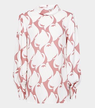 Reiss + Swirl Printed Blouse Pink/White