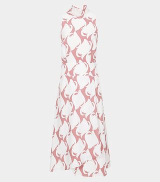 Reiss + Doriana Print Pink Swirl Printed High Neck Midi Dress