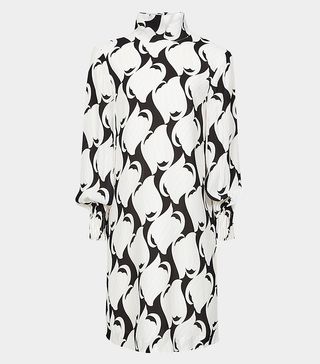 Reiss + Azzura Swirl Printed Shift Dress Black/White