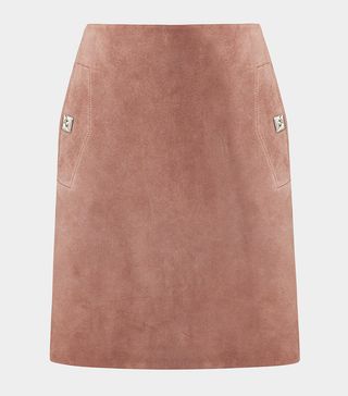 Reiss + Pippa Pocket Detail Suede Mini Skirt Dusty Pink