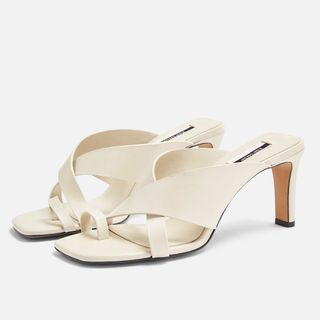 Topshop + Noel White Toe Loop Mules