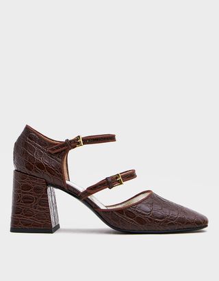 Suzanne Rae + Double Strap Mary Jane in Brown Croc