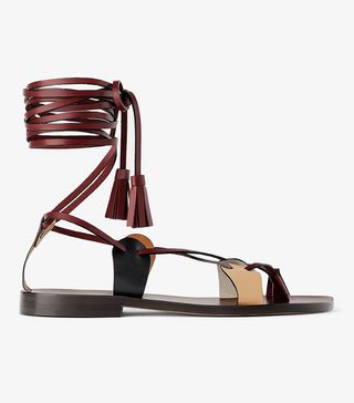 Zara + Flat Leather Sandals With Criss Cross Straps