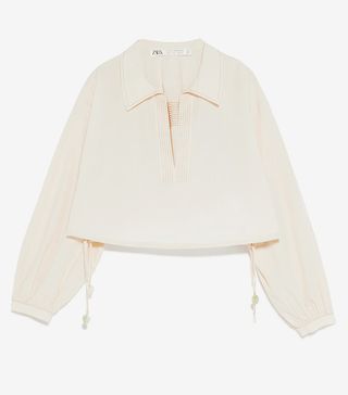 Zara + Limited Edition Studio Cropped Blouse