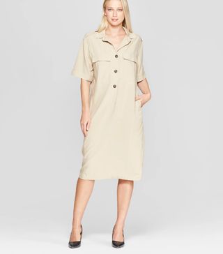 Who What Wear x Target + Front Pocket Button Detail Utility Dress