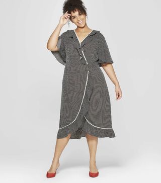 Who What Wear x Target + V-Neck Button Front Wrap Dress