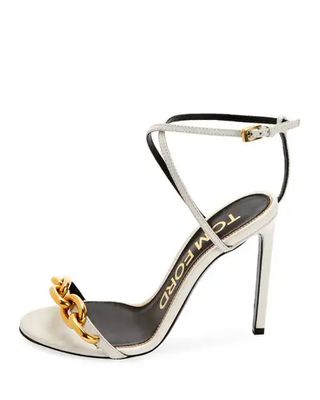 Tom Ford + Leather Sandals With Chain Trim