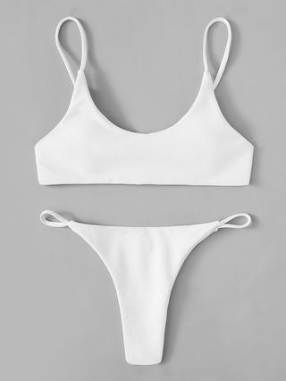 Shein + Double Scoop Textured Bikini Set