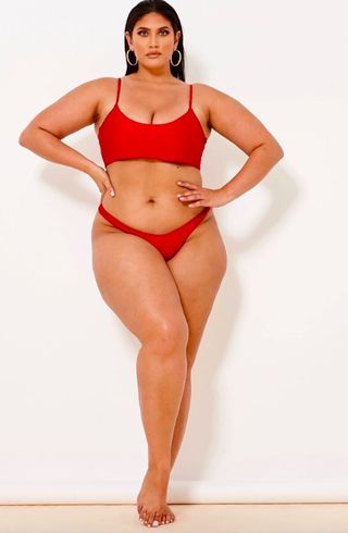 In the Style + Latecia Red V Front Thong Bikini Bottoms