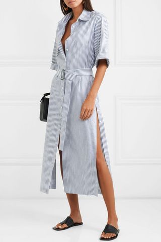 Anna Quan + Zola Belted Striped Cotton Midi Dress