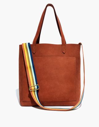 Madewell + The Medium Transport Tote in Nubuck Leather: Rainbow Strap Edition