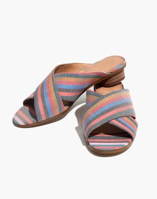 Madewell + The Ruthie Crisscross Mule in Rainbow Stripe