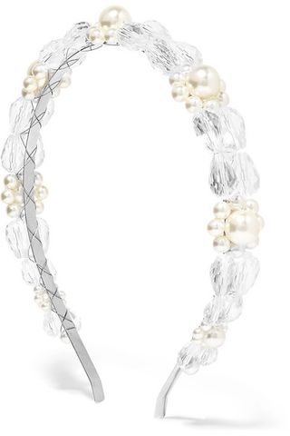 Simone Rocha + Daisy Silver-Tone Faux Pearl and Bead Headband