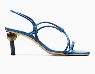 Jacquemus + Blue Olbia Crossover Strap Leather Slingback Sandals