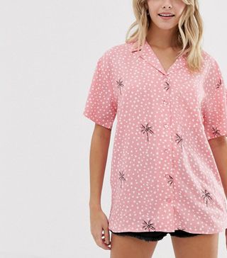 ASOS Design + Hawaiian Shirt in Palm Print