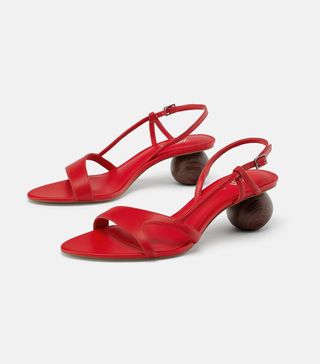Zara + Round Heeled Leather Sandals