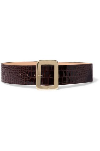 Black & Brown + Croc-Effect Patent-Leather Waist Belt