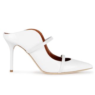 Malone Souliers + Maureen 85 White Leather Mules