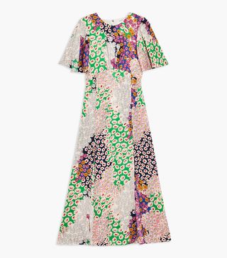 Topshop + Floral Print Angel Sleeve Midi Dress