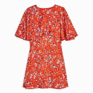 Topshop + Petite Austin Floral Star Print Angel Sleeve Mini Dress