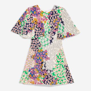 Topshop + Petite Austin Floral Print Angel Sleeve Mini Dress