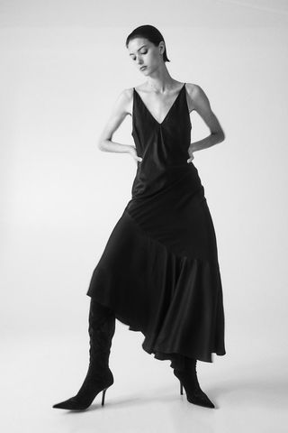H&M + Asymmetric-Hem Slip Dress
