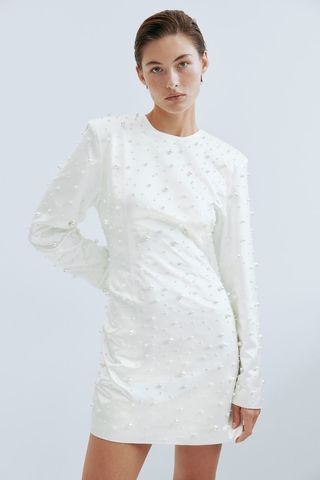 H&M + Bead-Embellished Satin Dress