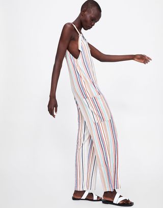 Zara + Striped Jumpsuit
