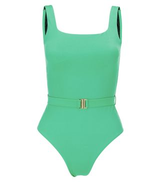 John Lewis & Partners + Tropicana Square Neck Belted Control Swimsuit