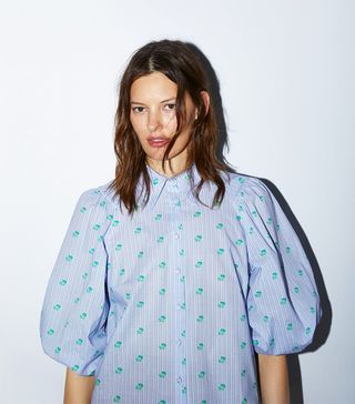 Zara + Striped Print Blouse