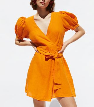 Zara + Linen Wrap Dress
