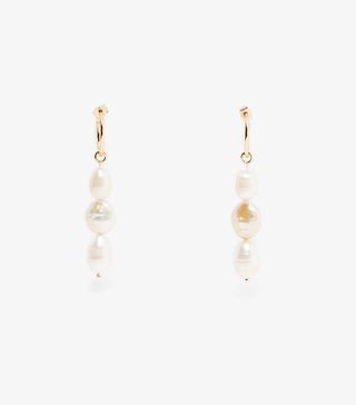 Zara + Natural Pearl Hoop Earrings