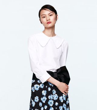 Zara + Poplin Blouse With Peter Pan Collar