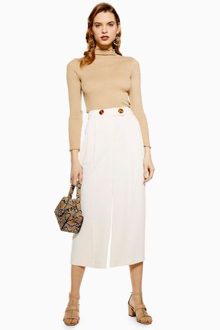 Topshop + Cropped Wide Leg Trousers