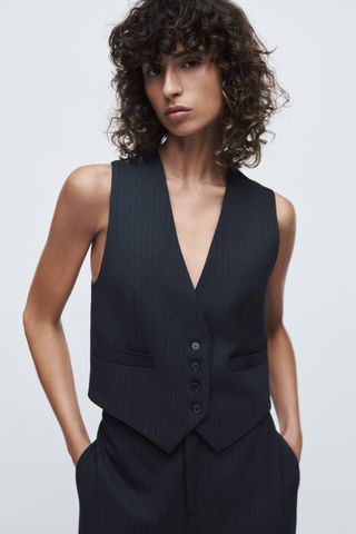 Zara + Pinstripe Vest