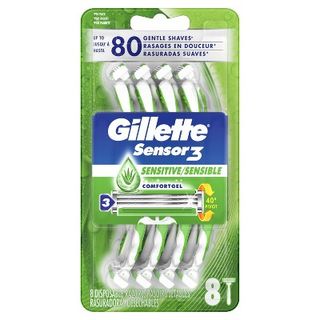Gillette + Sensor3 Sensitive Men's Disposable Razor, 4 Razors