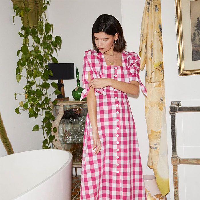 knee length dresses for ladies Vintage 1930s Blue and White Check Day Dress main image 0