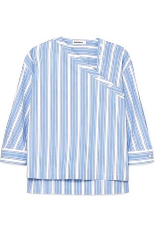 Jil Sander + Asymmetric Striped Cotton Poplin Shirt