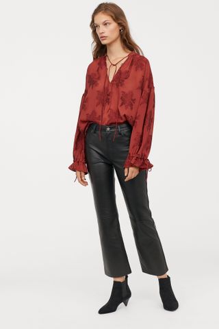H&M + Ankle-Length Leather Pants